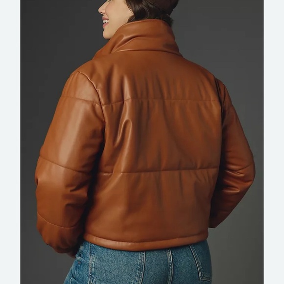 Anthropologie Brown Faux Leather Jacket - Picture 2 of 7